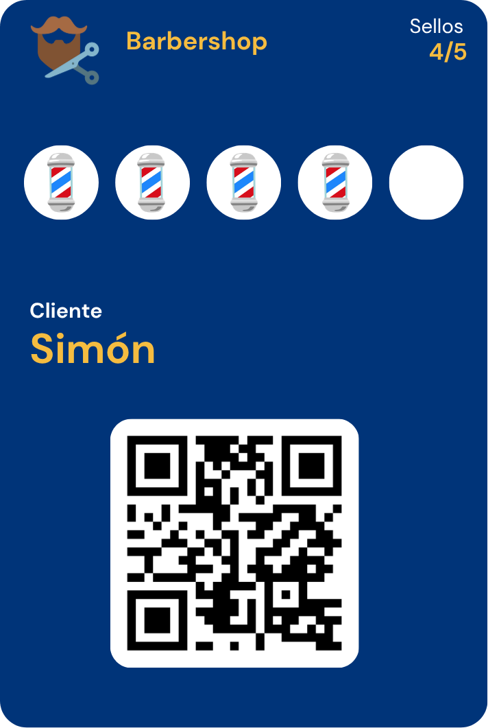 Tarjeta de fidelización de una barbería en Apple Wallet