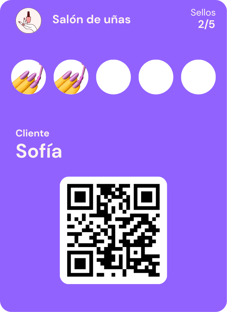 Tarjeta de fidelización de un salón de uñas en Apple Wallet
